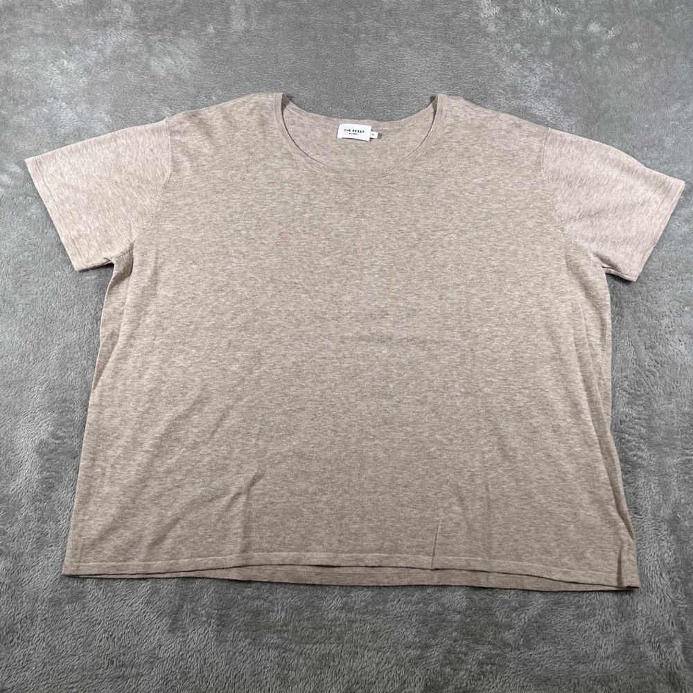 The Reset R‎ Label T-Shirt Womens XL Beige Cotton Linen Blend Oversized Basic